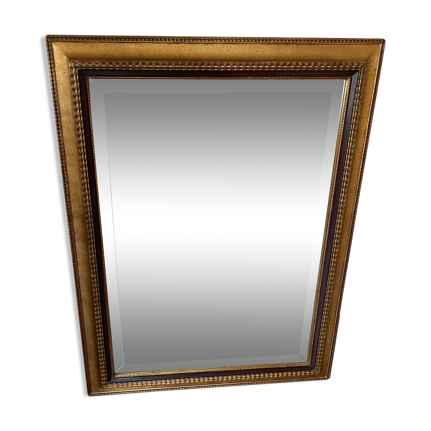 Mirror gilded frame black net and beveled ice used