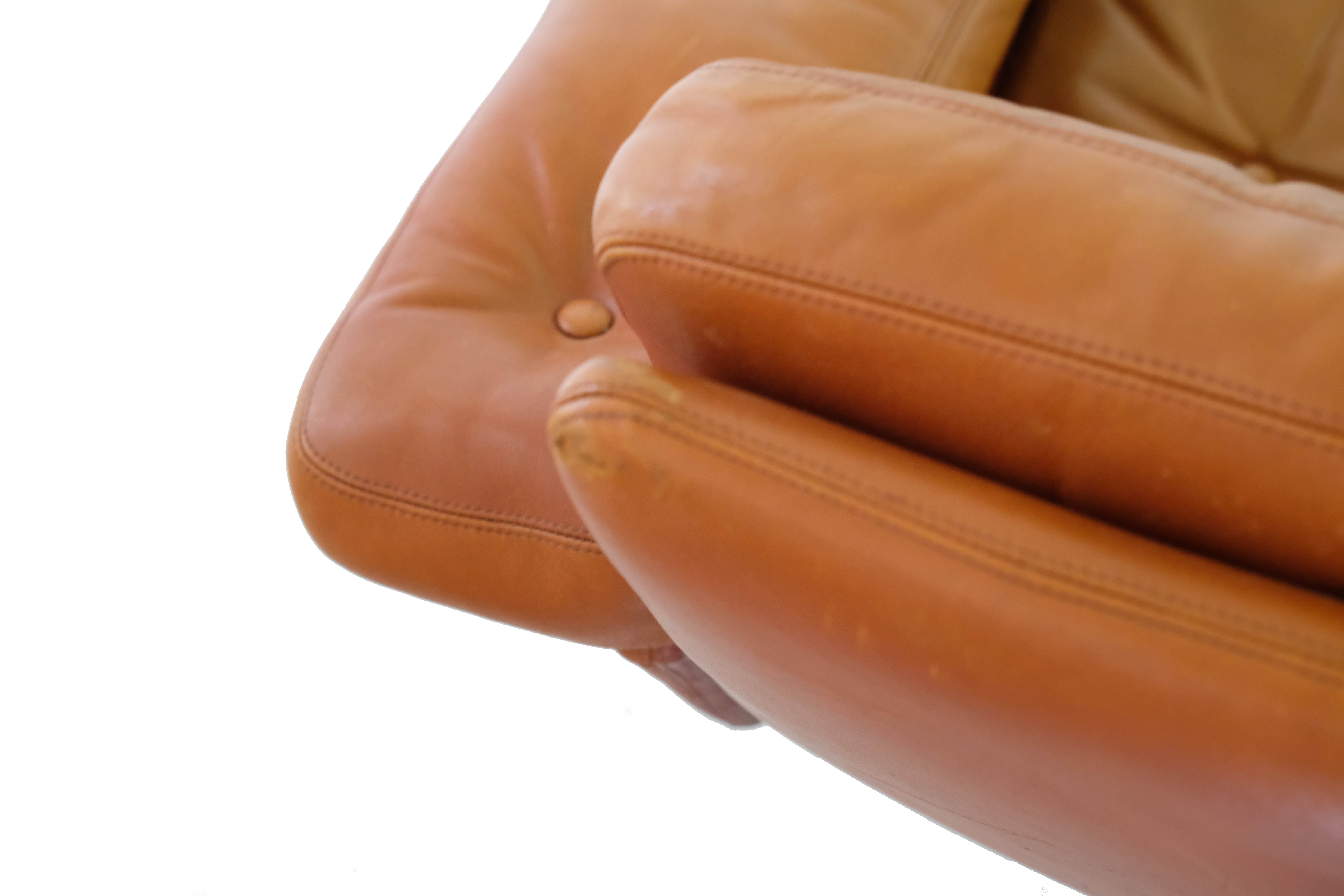 Set of Leather Sofa & 3 Armchairs by Sven Ivar Dysthe, Norway 1960's