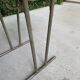 Folding and extending kitchen table in steel and aqua green wood