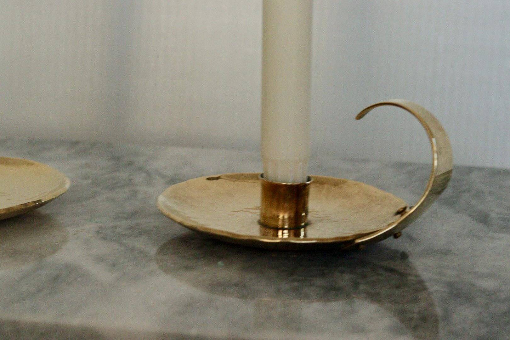 Pair of Swedish mid-century candlestick holders by Skutuna
