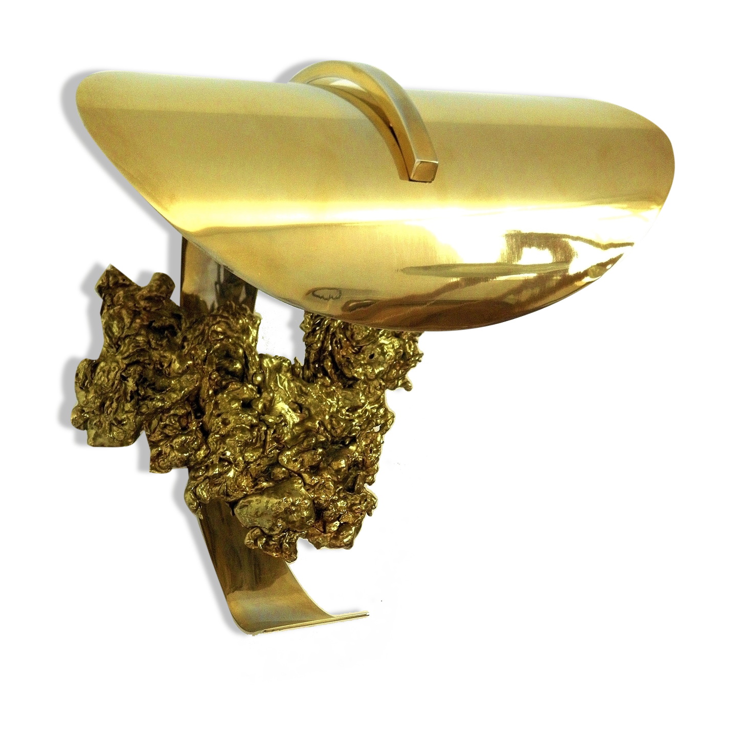 Gilded bronze and brass wall lamp, 1970