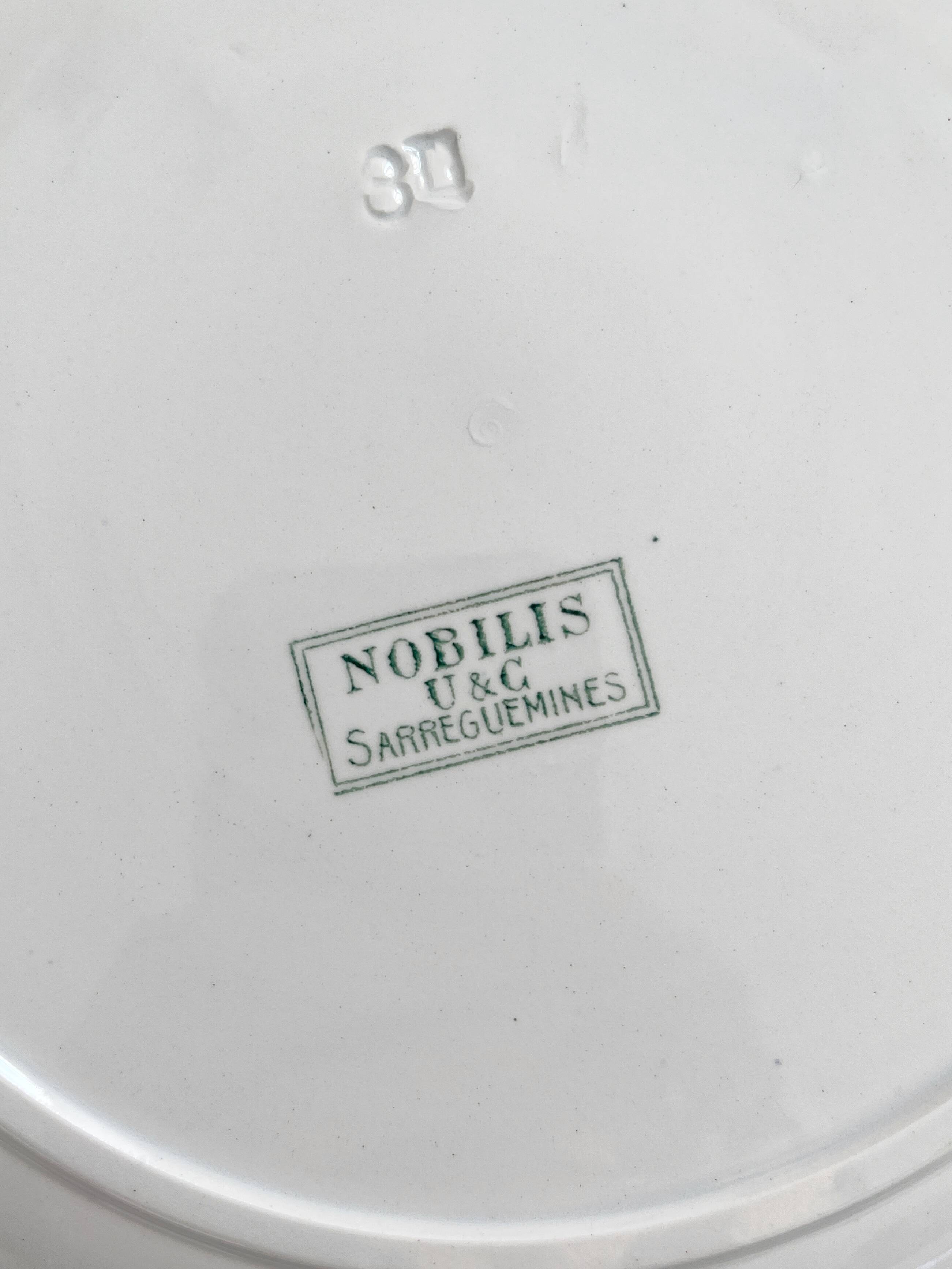 6 flat plates in iron earth "Nobilis" U&C Sarreguemines