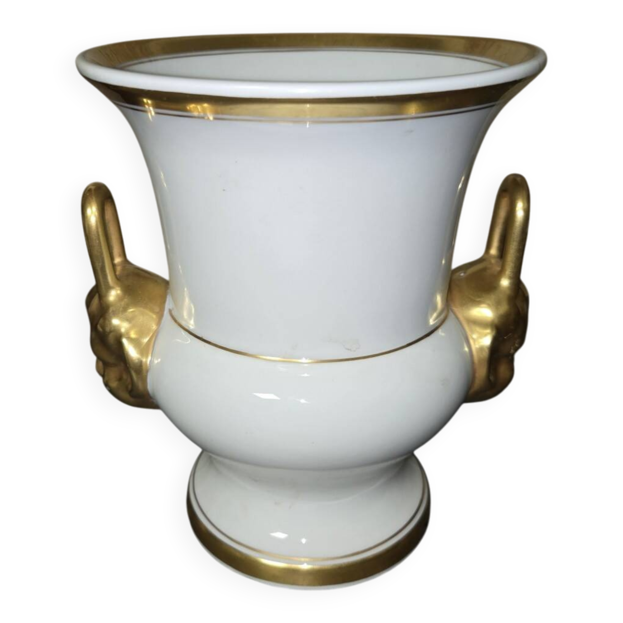 Cache-pot or decorative vase in white porcelain, Empire style.
