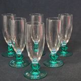 6 Luminarc molière champagne flutes aqua green foot