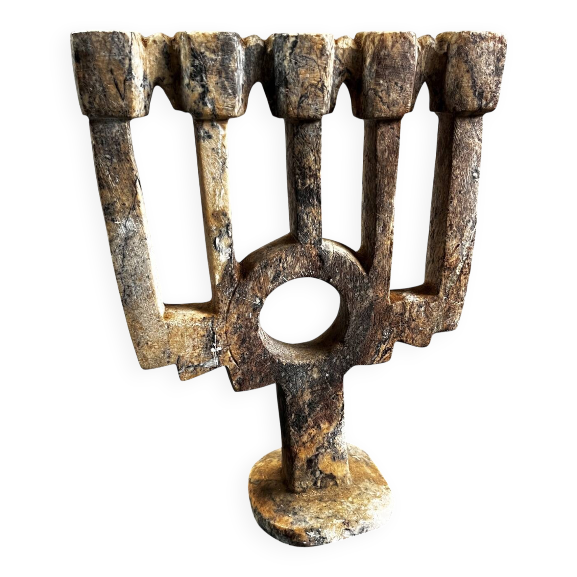 Brutalist stone candlestick