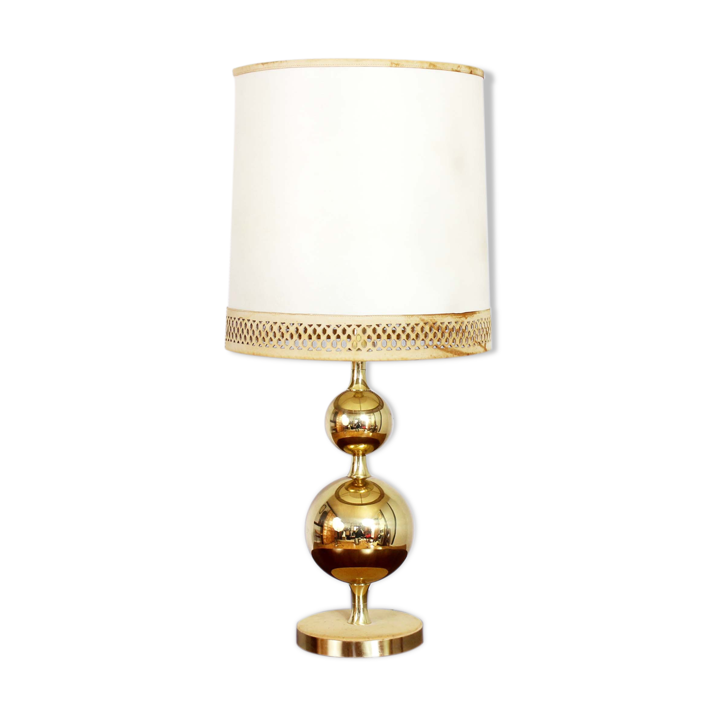 Beautiful brass and leather table lamp