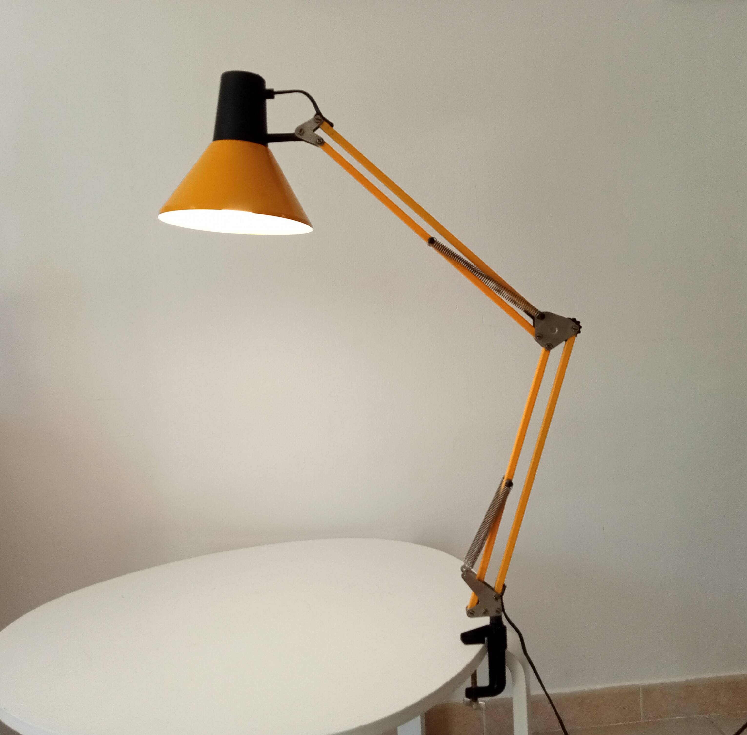 Vintage 1970s mustard yellow architect lamp
