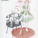 Kitsch art print from the 1950s/60s, modern décor. Wrought iron table.