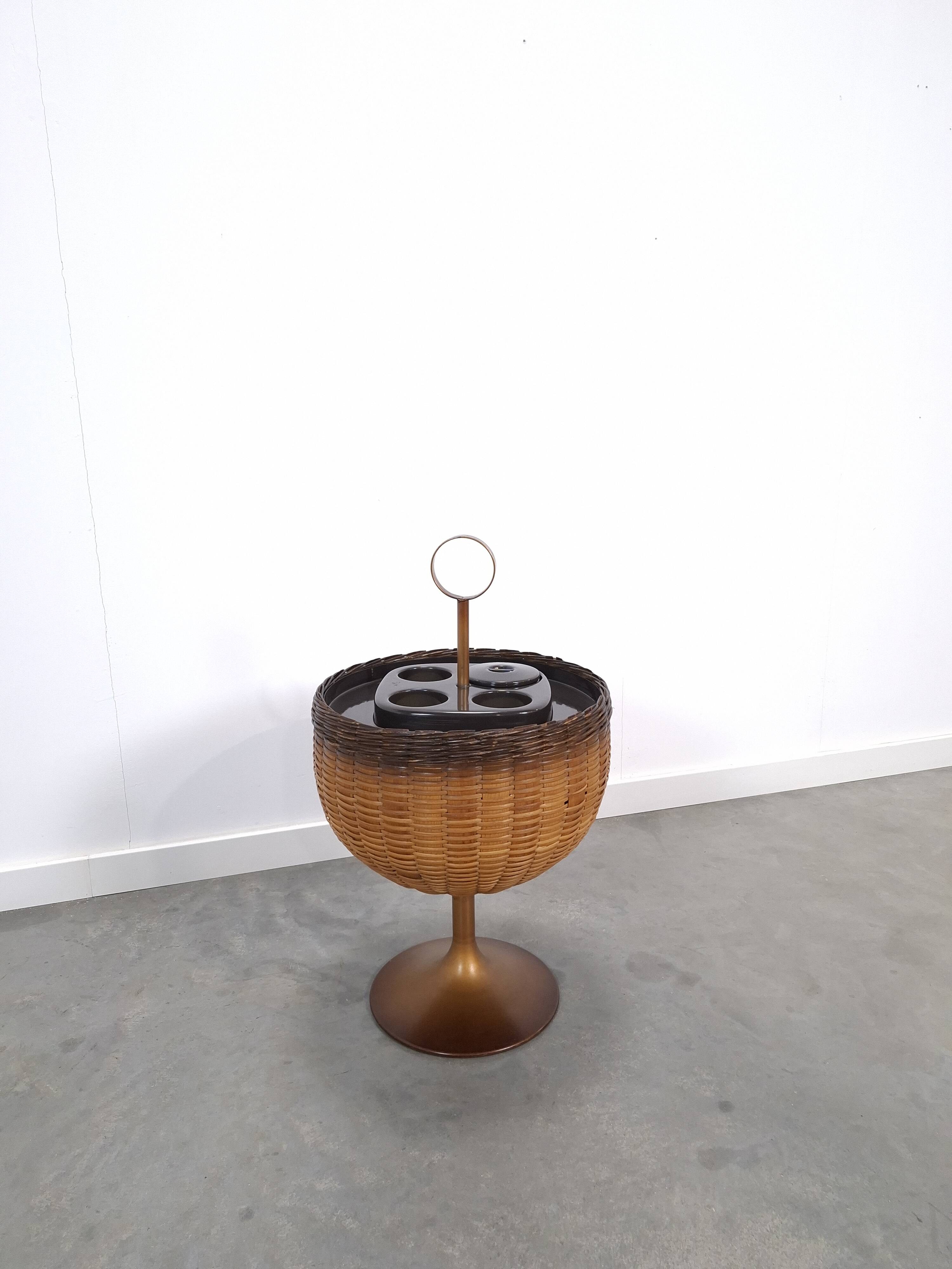 Draagbare bar, wijnkoeler met rotan en kunststof