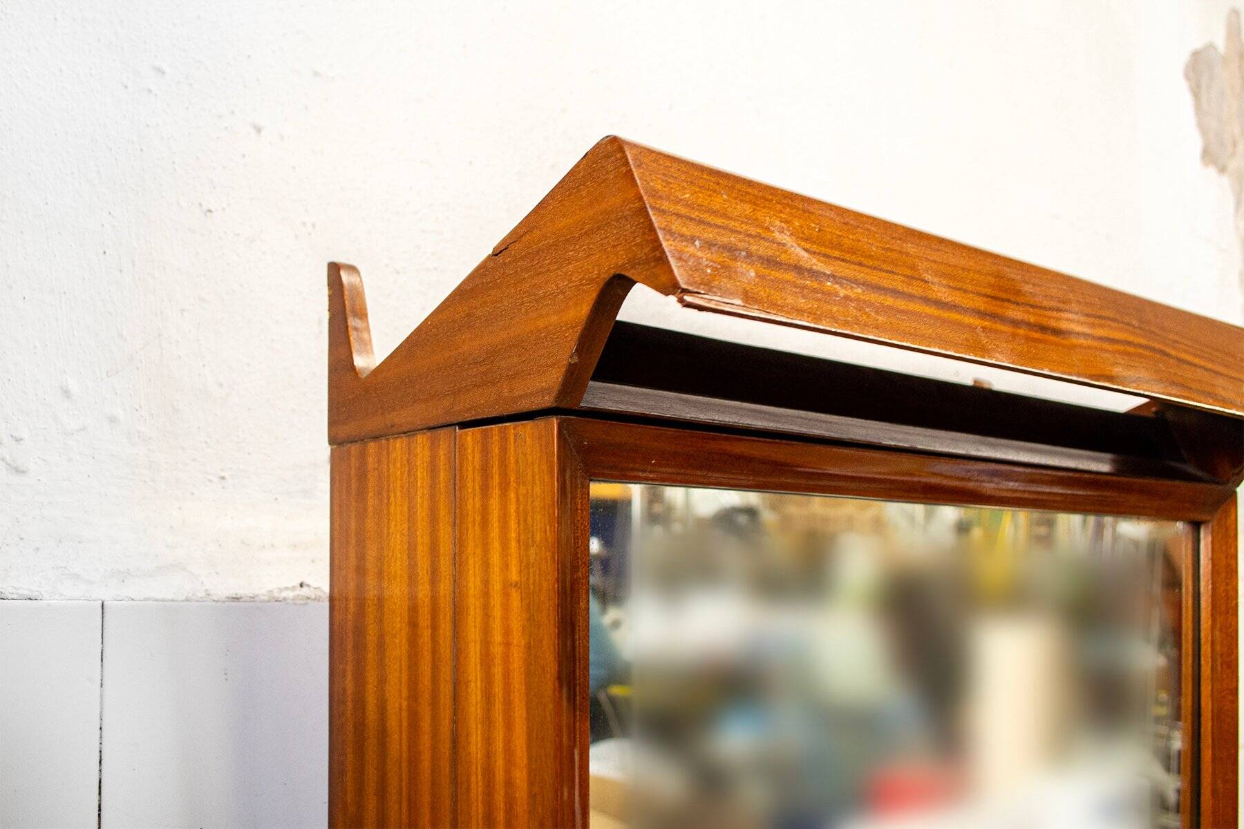 Specchio da ingresso vintage in teak, Italia, anni '50