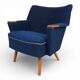 Blue cocktail chair MCM, 1950