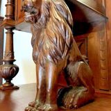 Renaissance style hunting lodge sideboard with carved lions in solid walnut circa 1850
