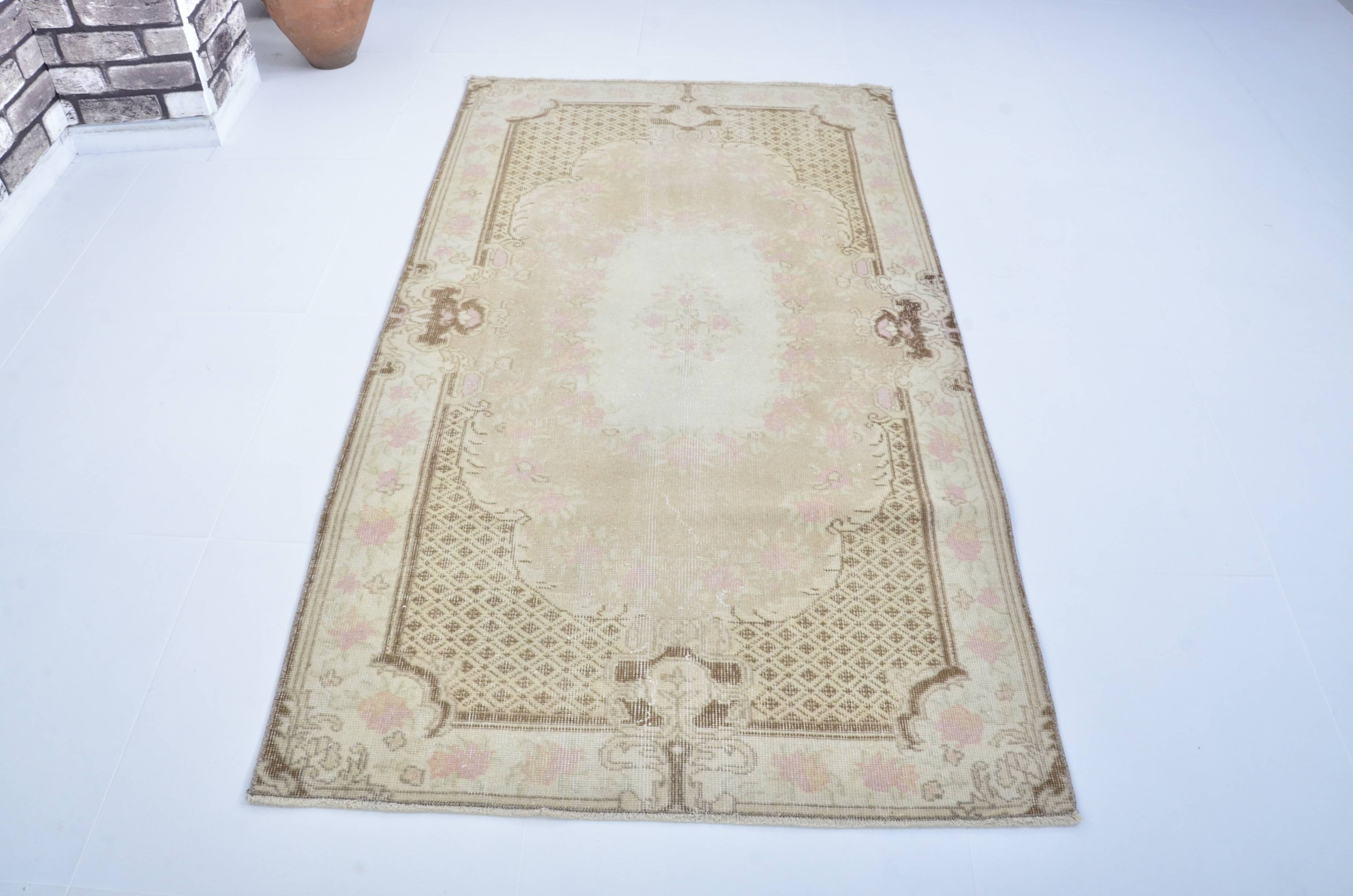 Tapis Oushak vintage aux couleurs douces, référence 3298