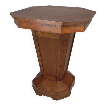 Table d'appoint octogonale Art Déco, chêne, années 1930