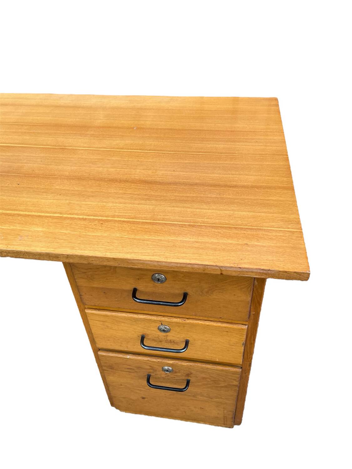 Vintage light oak executive desk