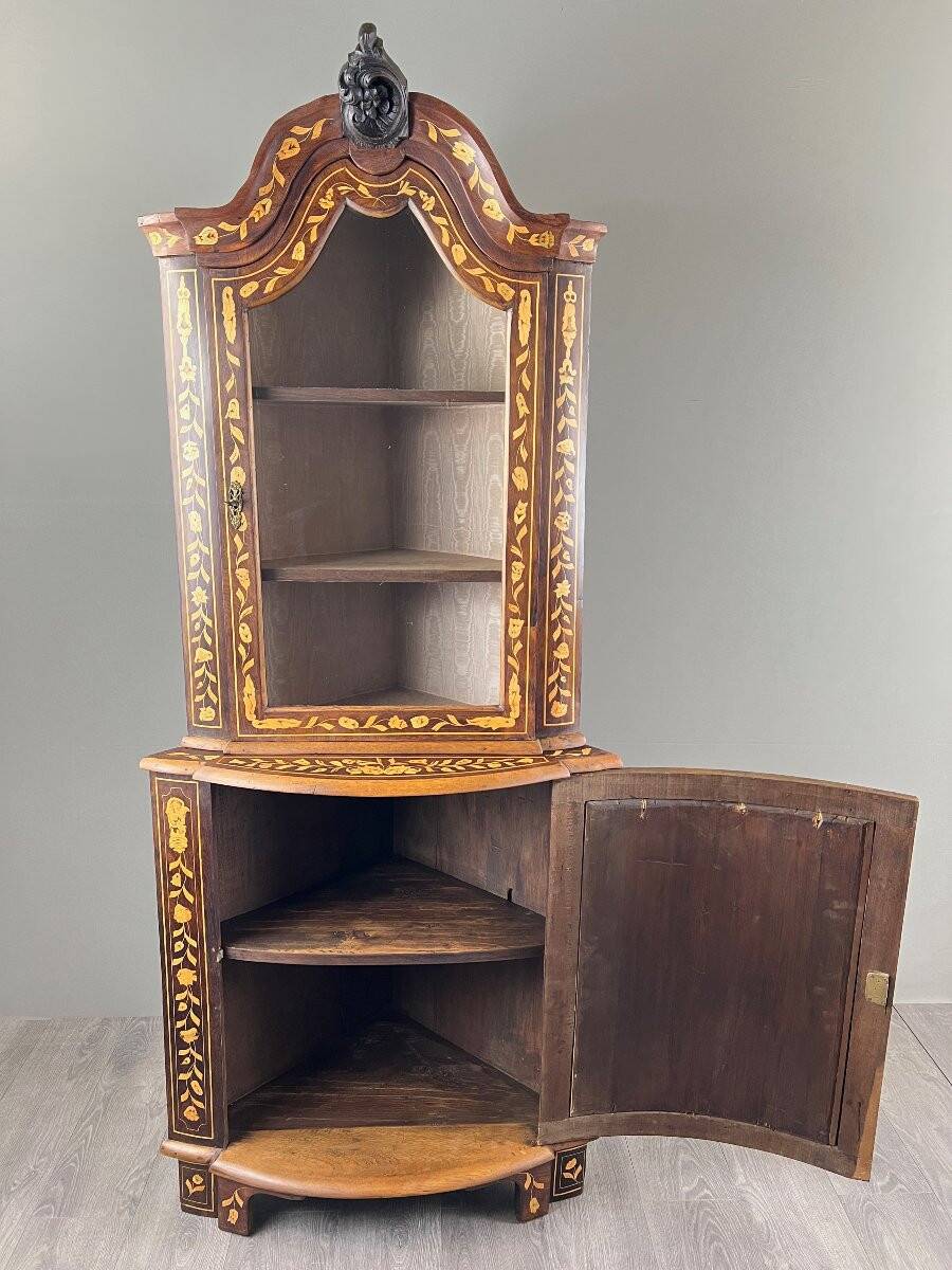 Inlaid corner display cabinet, 19th century