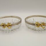 Set of 2 glass and metal bowls with knot decoration