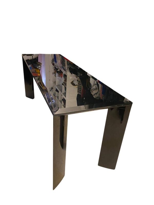 Table de Milieu / Console - Alu laqué et verre teinté noir - Design italien
