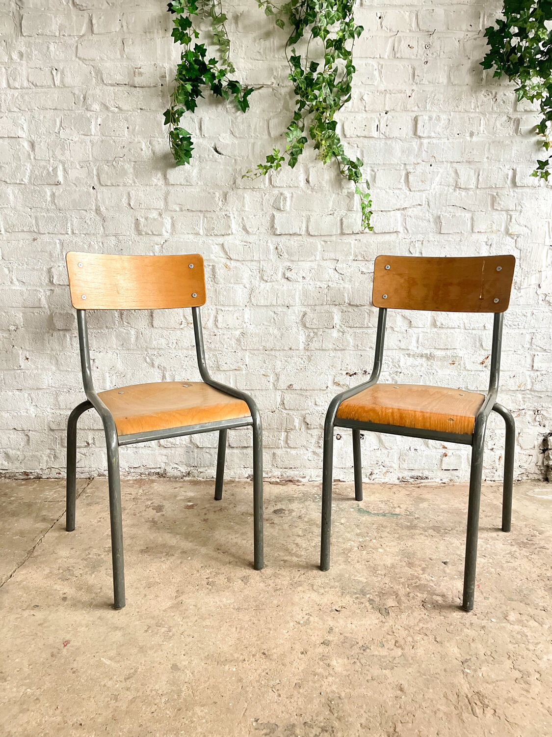 Pair of Mullca school chairs adult size