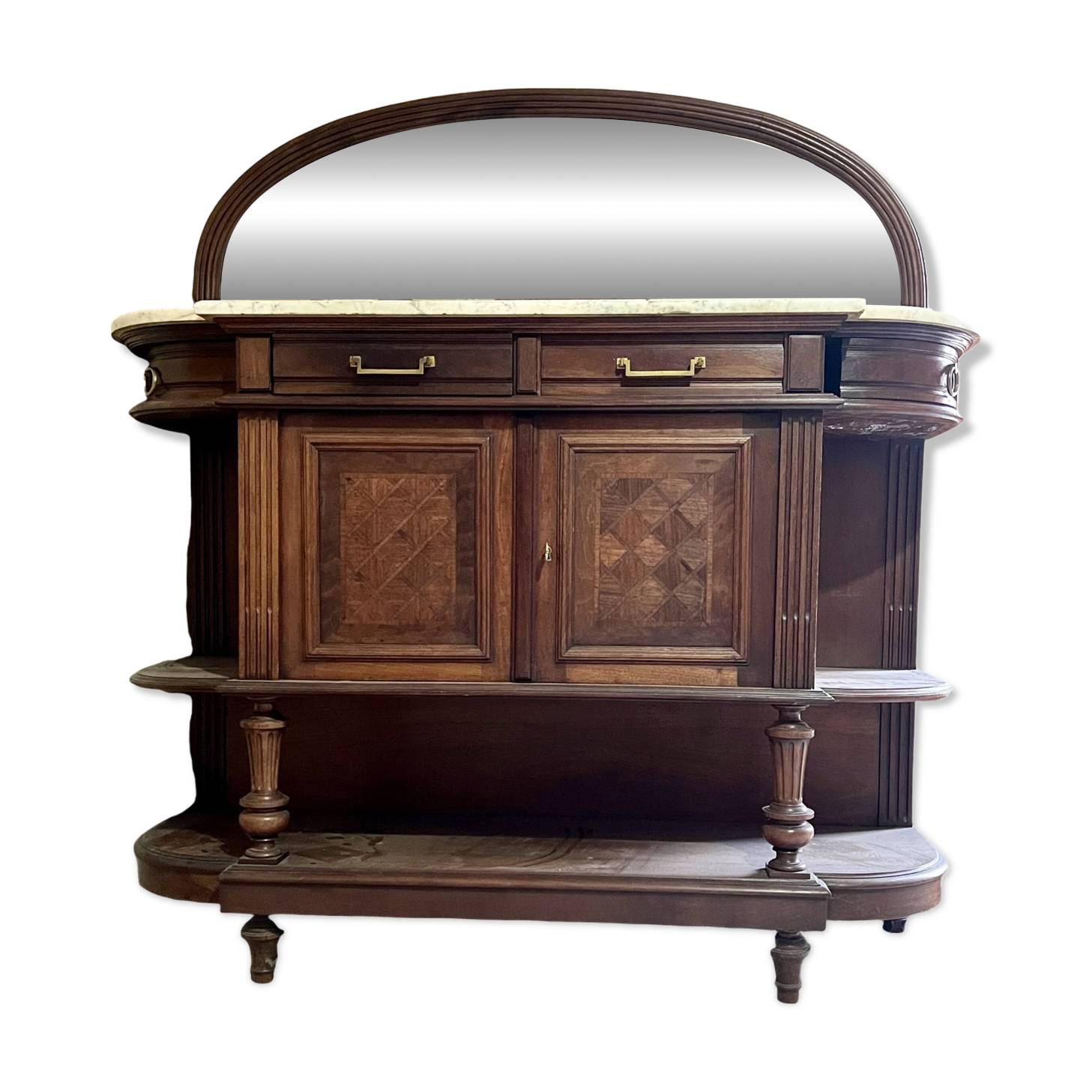 Vintage wooden furniture in marquetry style