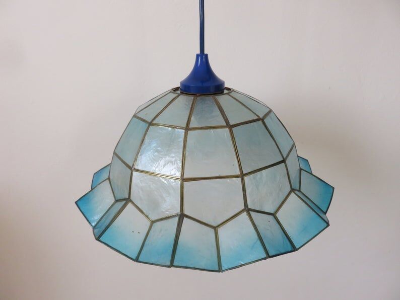 Suspension in blue mother-of-pearl and brass 70s