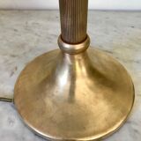 Vintage brass mushroom lamp and opaline