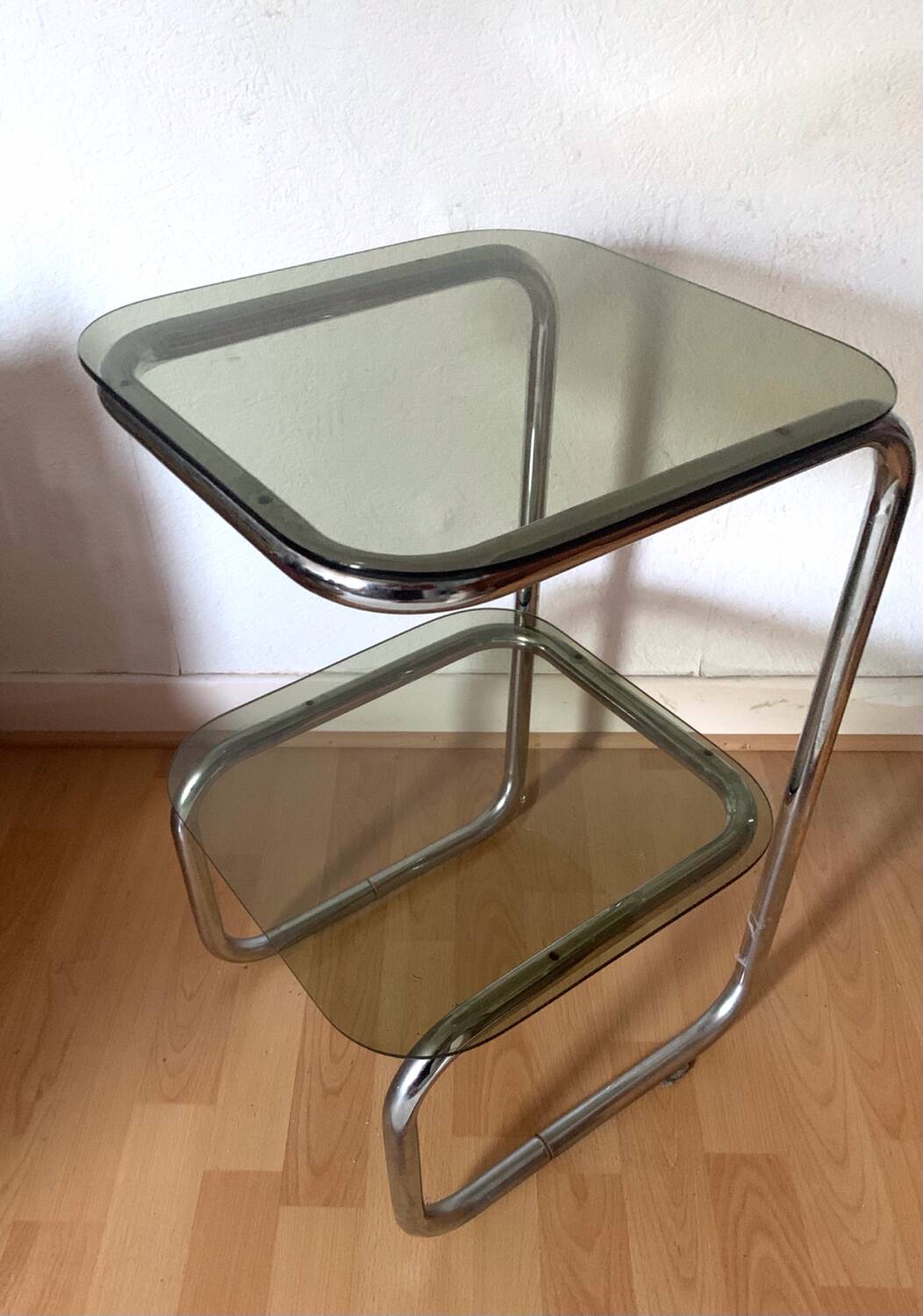 Vintage chrome and glass side table