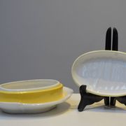 Vintage glazed ceramic butter dish - Manufacture Impériale de NImy