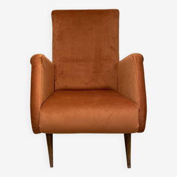 Italian armchair compass feet italy 60s reupholstered