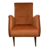 Italian armchair compass feet italy 60s reupholstered