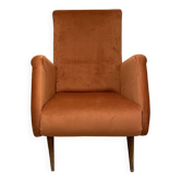 Fauteuil italien pieds compas italie années 60 retapissé