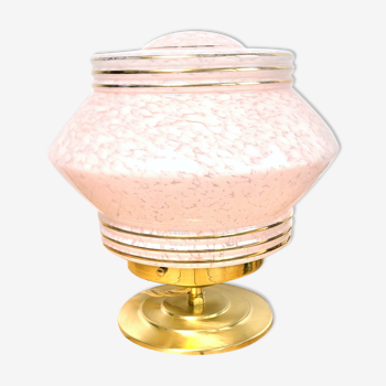 Lampe laiton globe Clichy rose