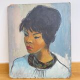 Portrait d’une femme à l’huile sur panneau