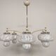 Space Age chandelier with 6 lights in sandblasted glass from the 50s/60s