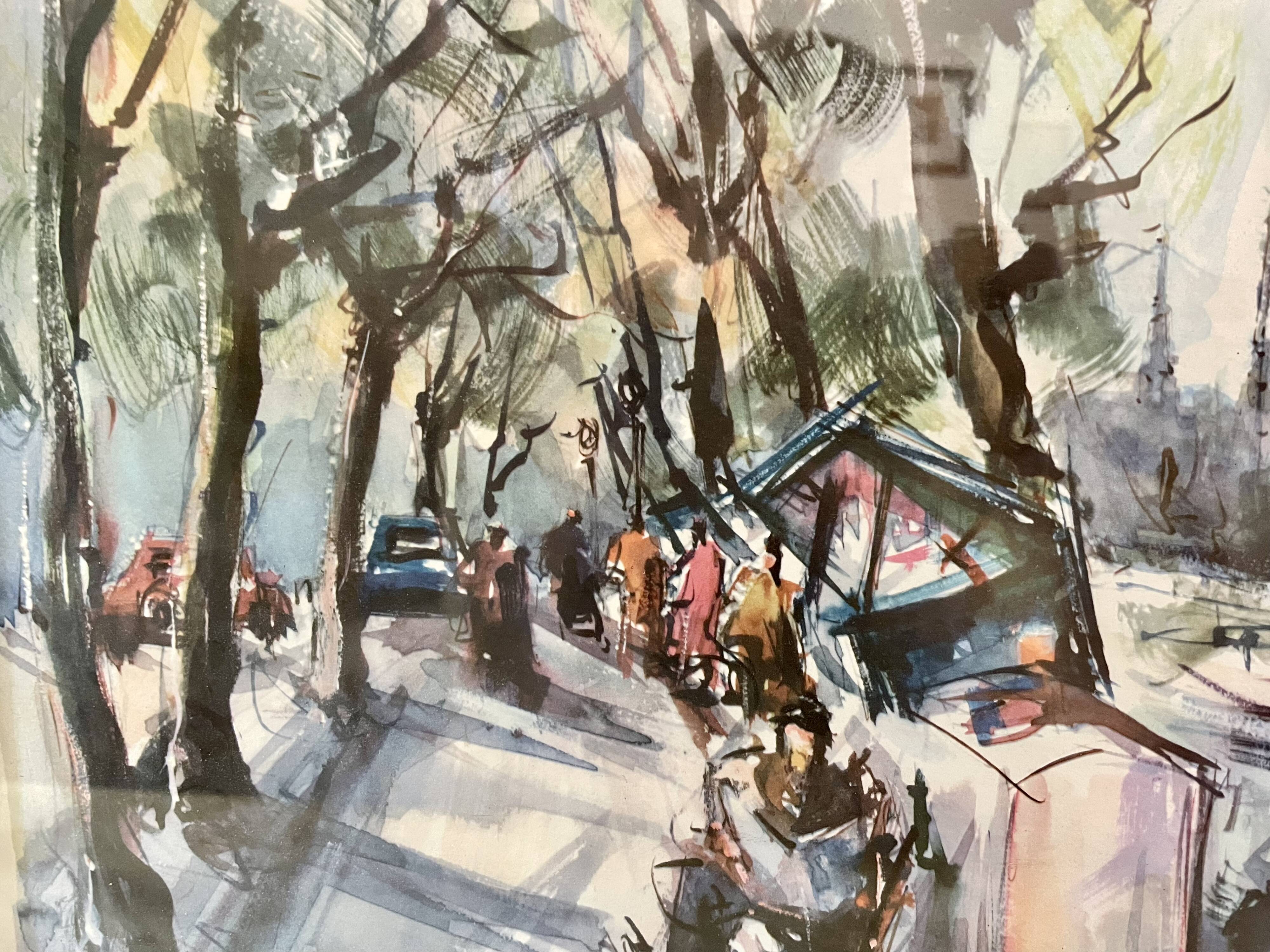 Lithographie ancienne Marius Girard Notre-Dame