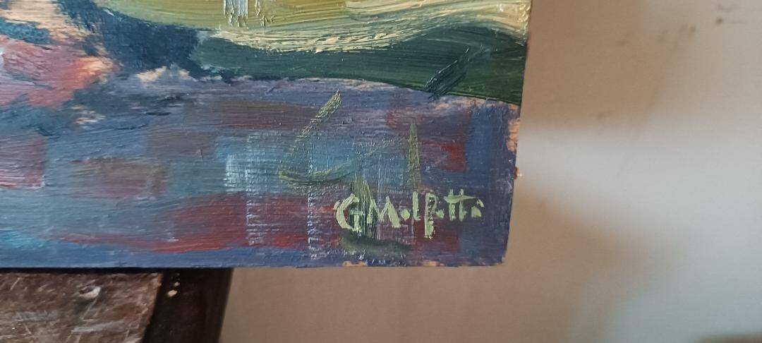 Oil painting on panel, seascape with boats - Signed, 50s/60s