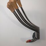 Vintage Wall mount ‘Octopus’ metal and wood swivel coat rack