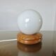 Scandinavian lamp in pine and white opaline, 1980