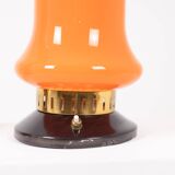 Pair of orange glass lamps. 1970s.