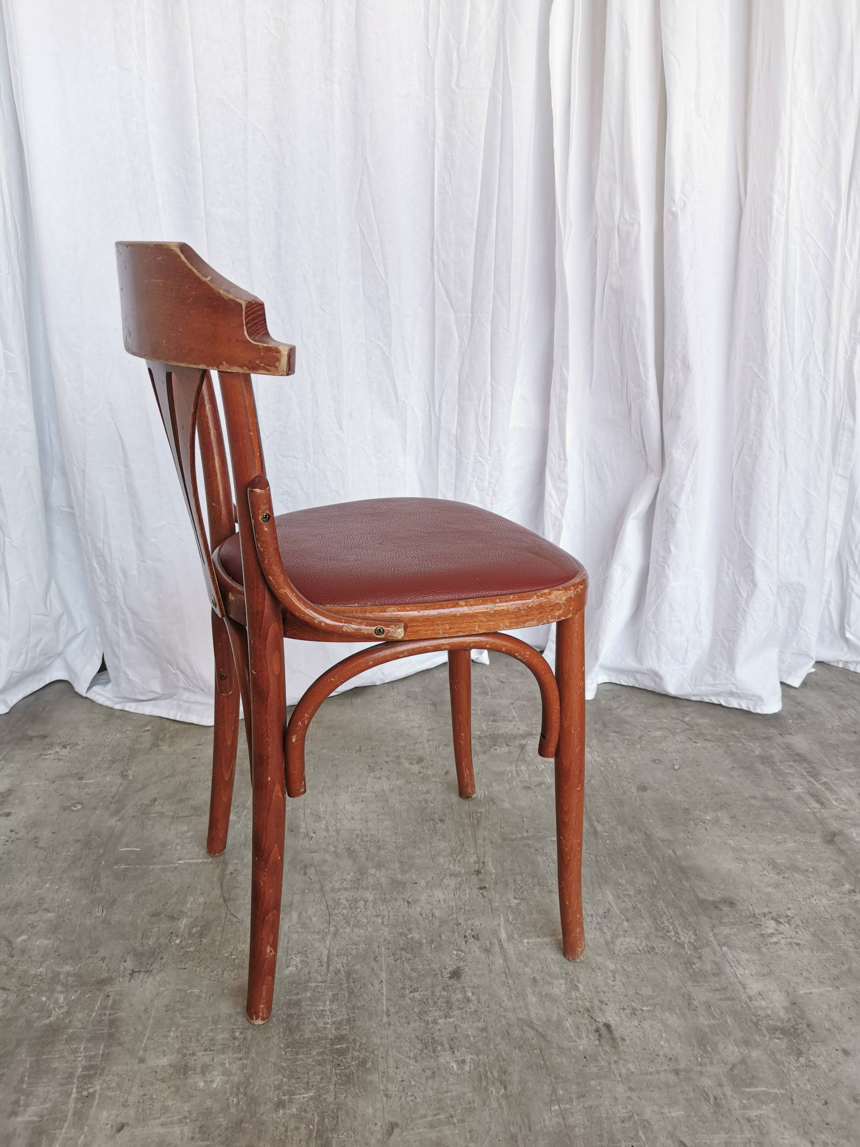 Chaise de salle à manger vintage en bois courbé : dossier éventail style Thonet, pub irlandais des années 1970