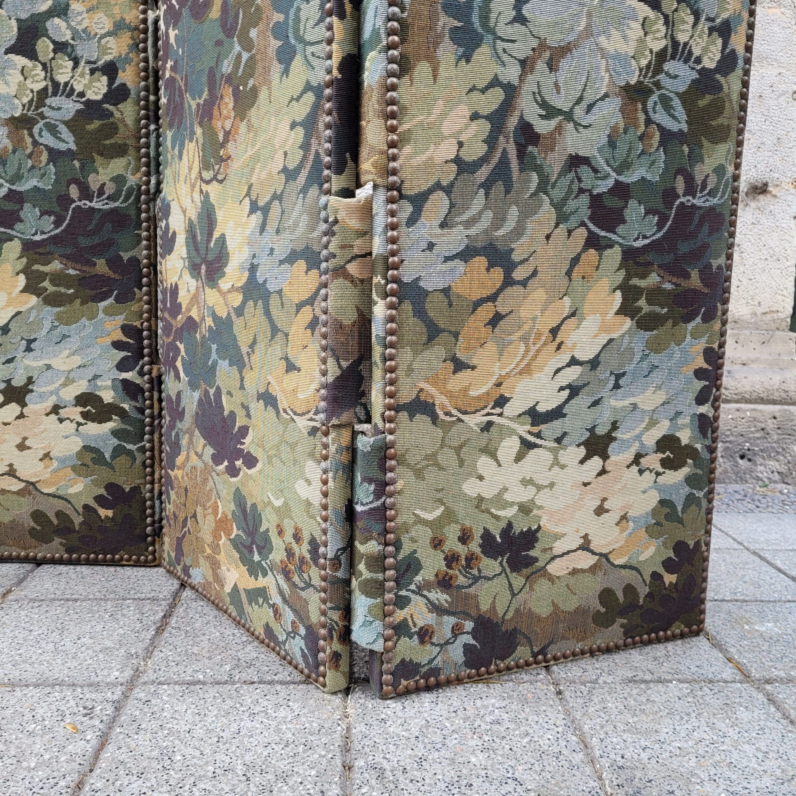 Three-panel screen, upholstered in Verdure style, 1950s – France