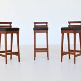Erik Buch set of three bar stools in teak Dyrlund Denmark 1960