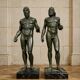 bronze sculptures with a green patina representing the Riace warriors