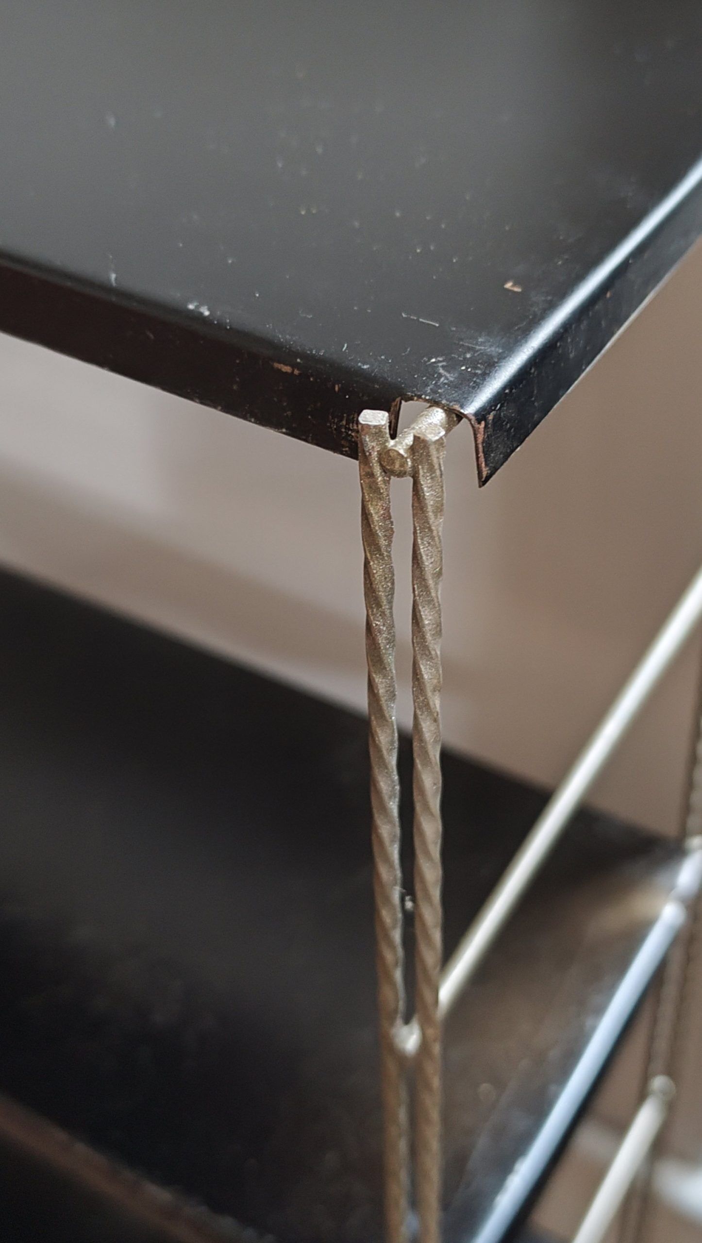 1960s black string wall shelf