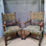 Pair of Louis XIII style armchairs