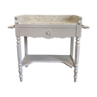 Dressing table bathroom restored wood tray earthenware beige