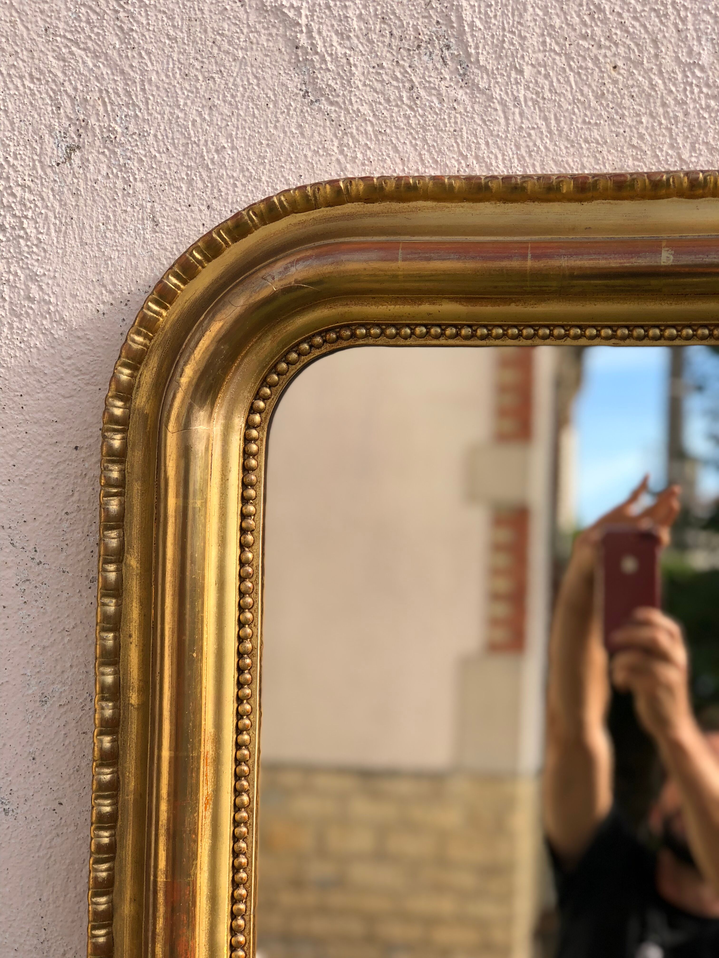 Louis Philippe period mirror gilded gold leaf 144x94cm