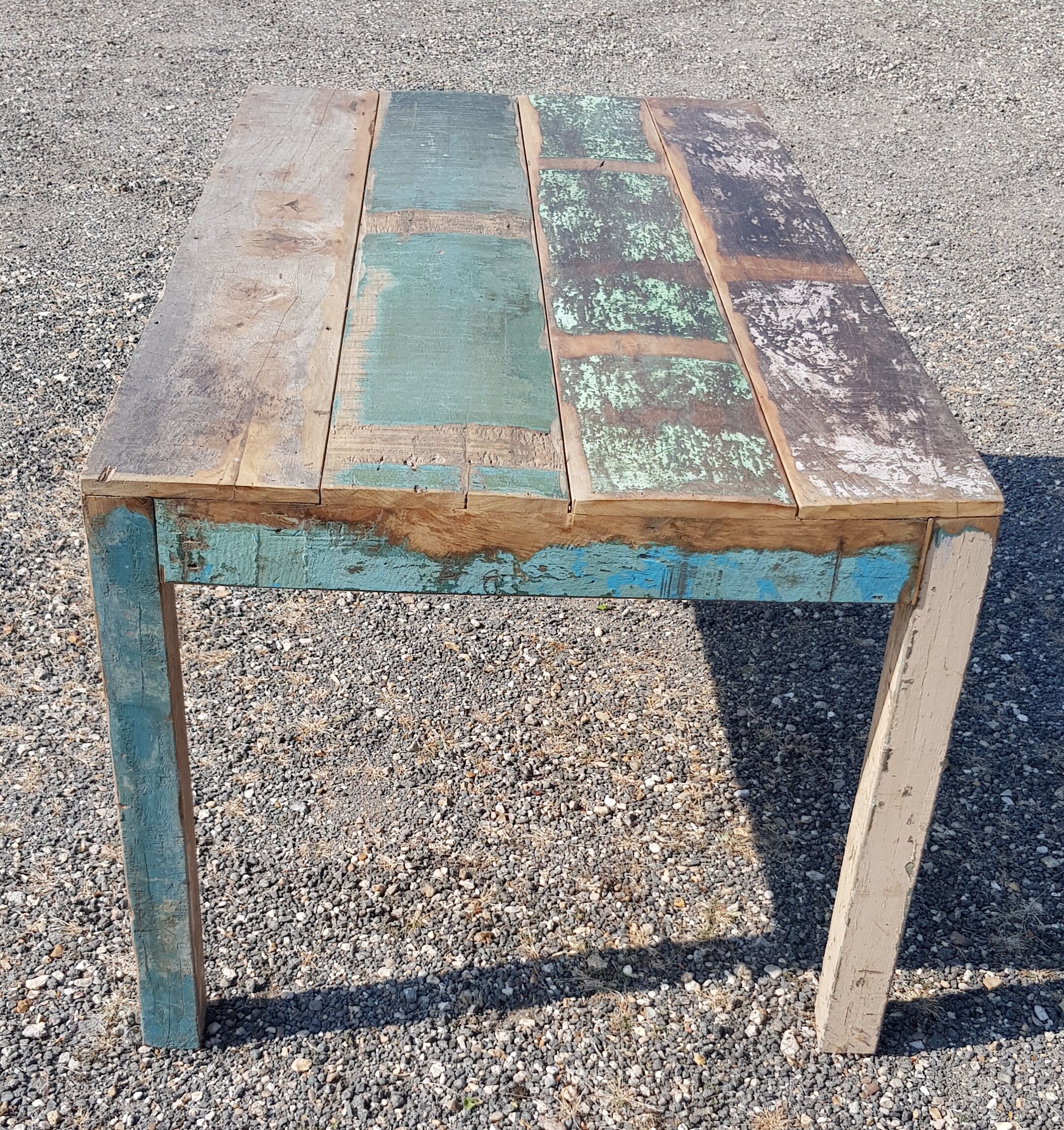Table à manger rectangulaire en teck polychrome