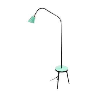 Lampadaire 1950 formica et réflecteur tulipe verre