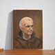 peinture vintage,peinture à l'huile, portrait moine, portrait homme, décoration mural, home decor